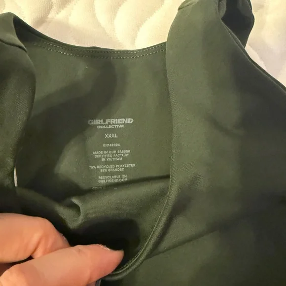 girlfriend collective Olive High Neck Cropped Tank - Picture 2 of 3